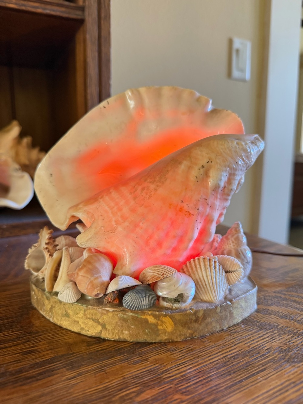 Vintage Seashell Table Lamp Large Conch Shell Coastal Beach Decor Light